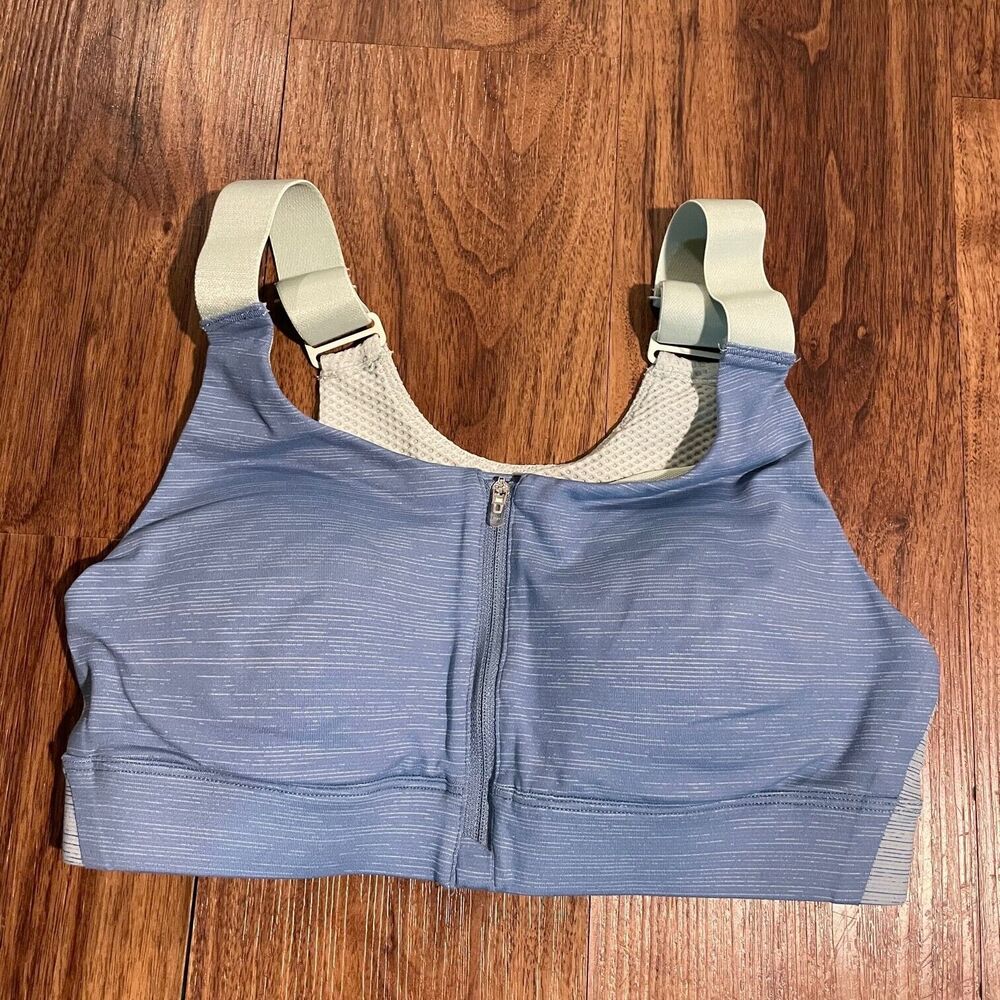 Outdoor Voices Powerhouse Bra Blue Zip Up Support Sports Bra Fitness Size S A/B